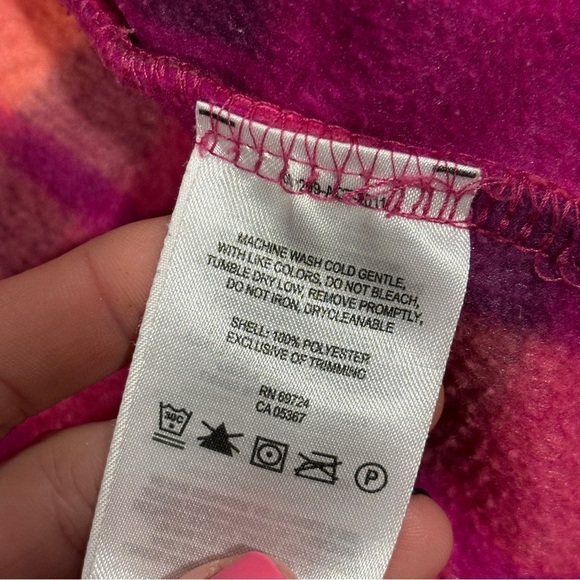 Columbia Girls Benton Springs™ Fleece jacket Pink & Orange plaid medium 10/12 - Picture 7 of 11